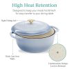 6 Quart Large Baby Blue Enamel Cast-Iron Dutch Oven Kitchen Cookware